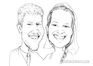 caricatura caricaturista Santa Catarina casal rosto