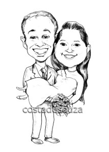 caricatura casamento colo noivo noiva convite