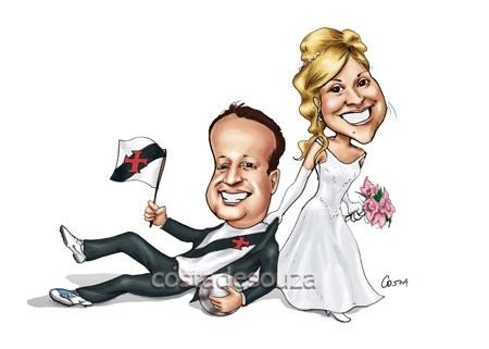 caricatura noiva casamento vasco futebol