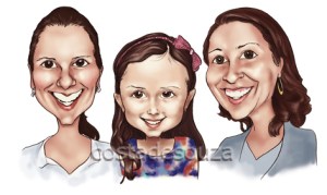 caricatura rosto menina 3 pessoas