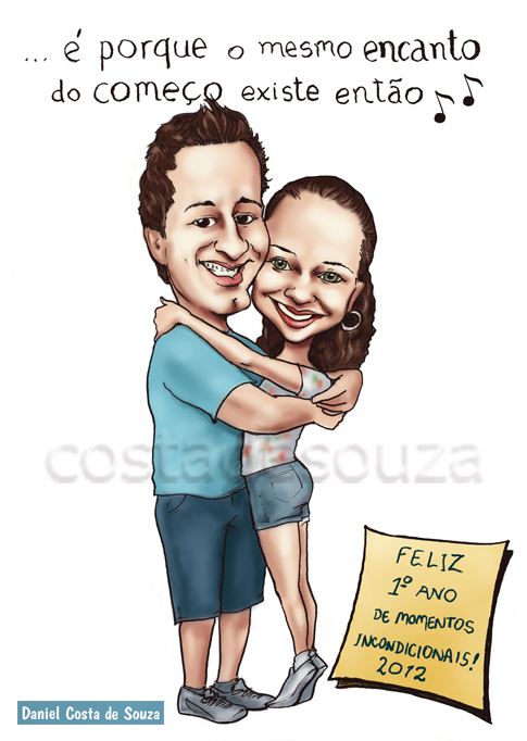 caricatura tipografia mensagem aniversário namoro