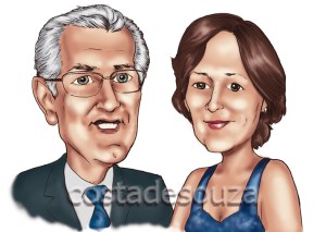 caricaturas rosto casal costa de souza
