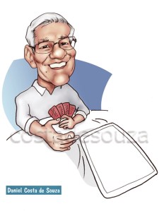 caricatura avô presente baralho cartas