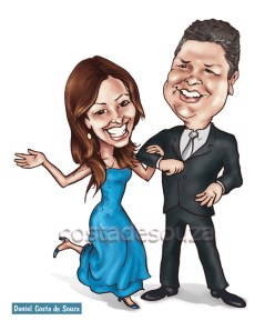 caricatura casal lembrança convite