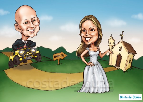 caricatura casamento noivos buggy online