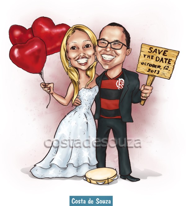 caricatura de noivos online save-the-date