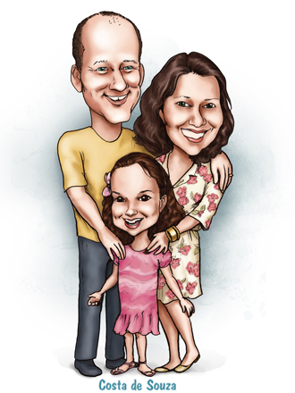 caricatura família filha online quadro