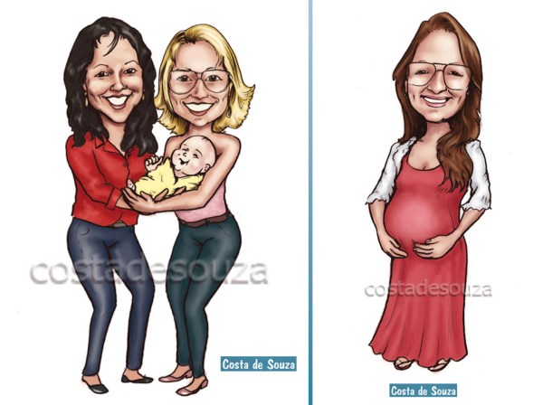 caricatura grávida avós bebê costa