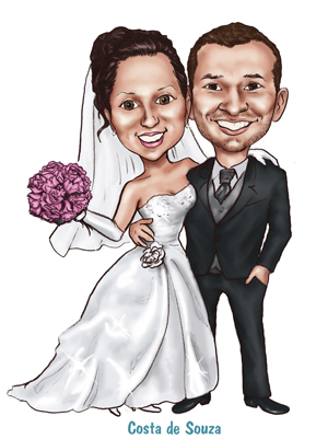 caricatura noivos online casamento convite