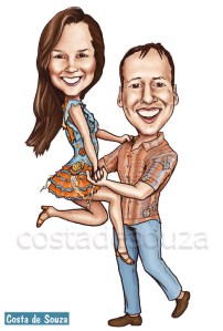 caricatura online forró dança casamento