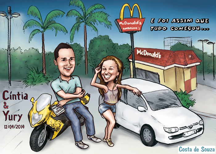 caricatura presente dia dos namorados