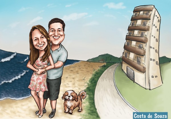 casal caricatura apartamento