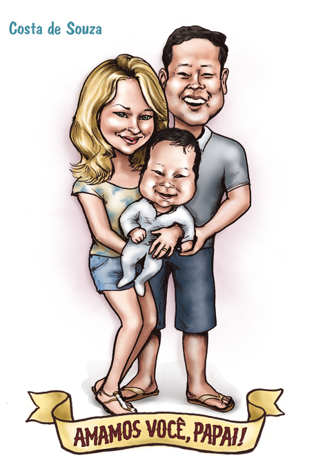 caricatura família dia dos pais