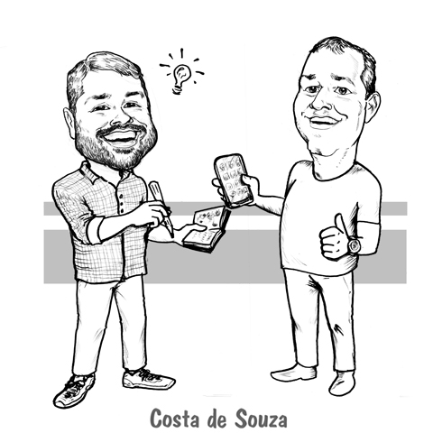 caricatura amigos trabalho presente online