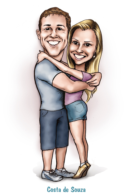 caricatura namorados presente aniversario