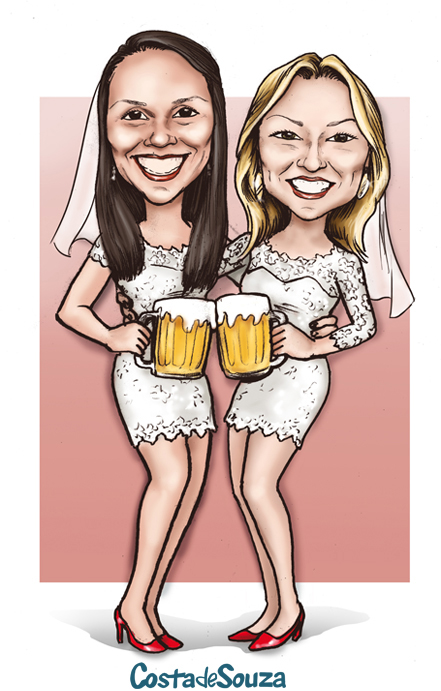 caricatura lgbt casamento noivas