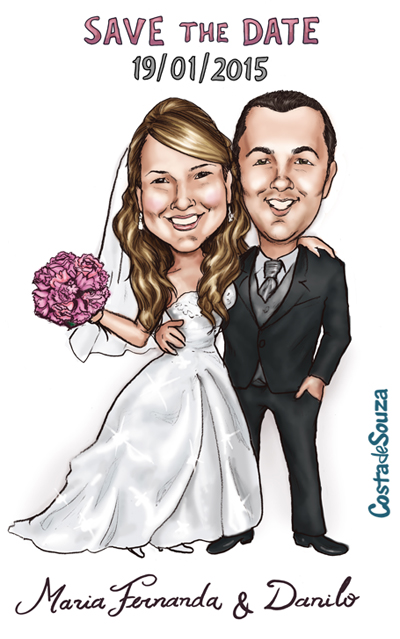 caricatura noivos casamento save