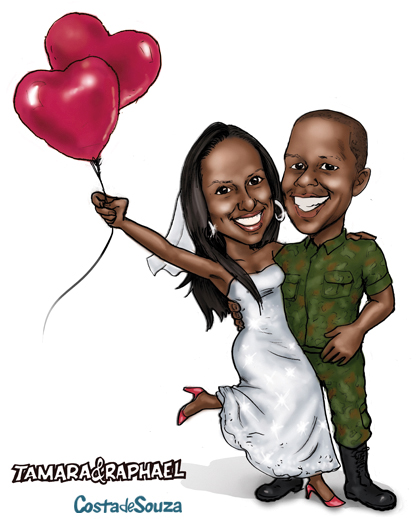 caricatura noivos casamento online