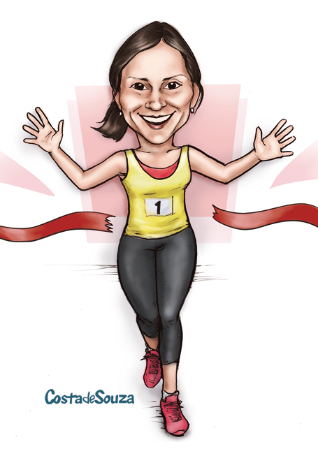 caricatura presente corrida corredora