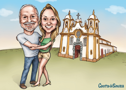 caricatura namorados casal foto