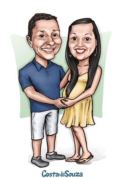 caricatura convite fralda grávida