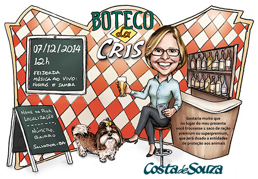 boteco convite caricatura cor