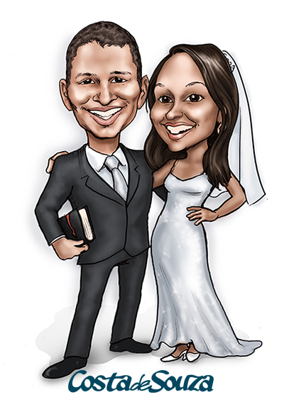caricatura casamento noivos bíblia