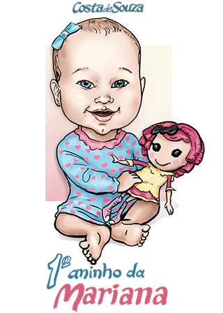 caricatura 1 ano aniversário menina
