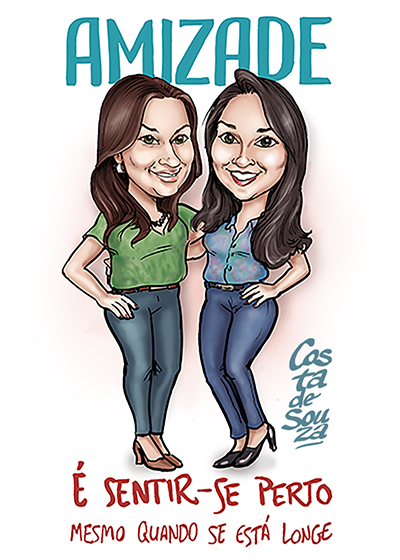 caricatura amigas presente