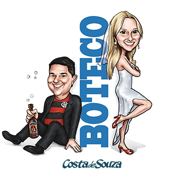 caricatura cha bar noivos