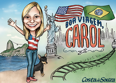 caricatura despedida viagem presente