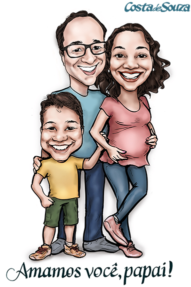 caricatura dia dos pais presente família