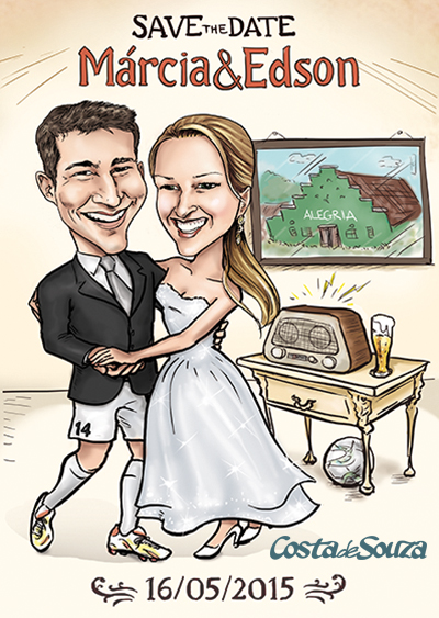 caricatura save the date casamento