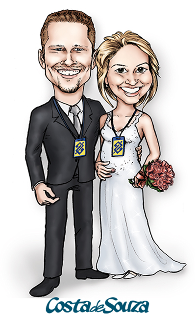 caricatura noivos casamento convite