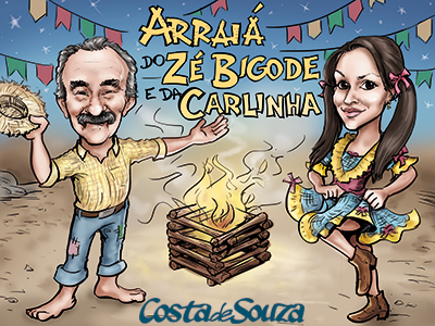 caricatura festa junina aniversario