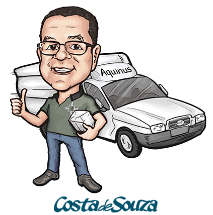 caricatura logo aquinus publicidade