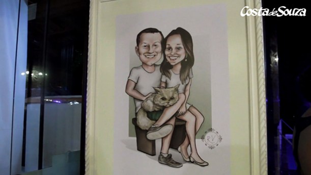 caricatura quadro casamento noivos