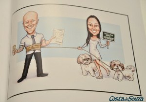 caricatura livro padrinhos casamento