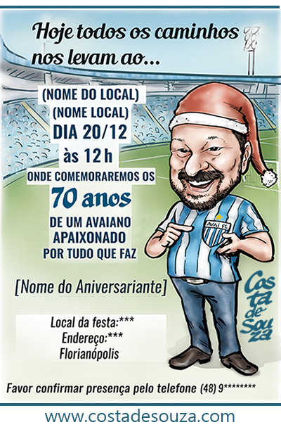 caricatura convite aniversário 70 anos