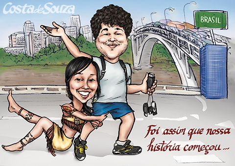 caricatura namorado presente aniversario