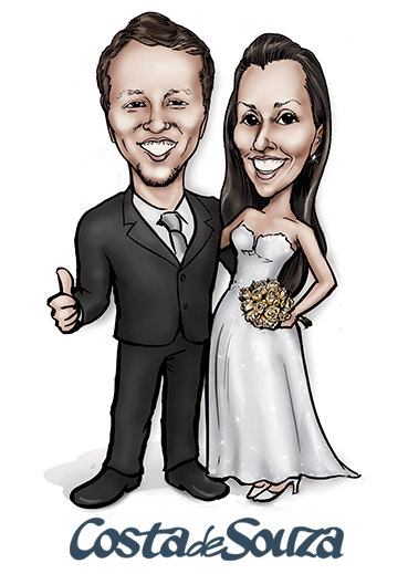 caricatura noivos casamento convite
