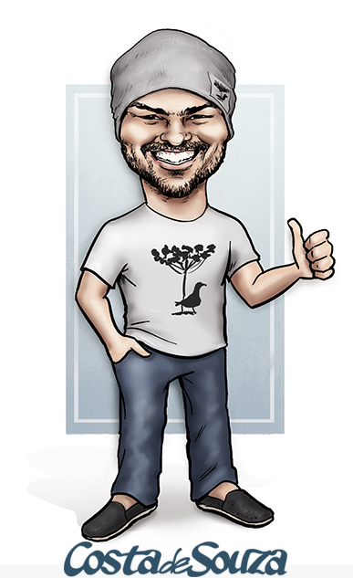 caricatura aniversario presente homem