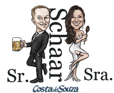caricatura casamento noivos smith sr sra