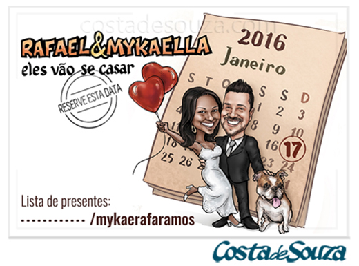 caricatura casamento save the date