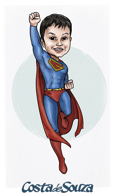 caricatura festa super homem