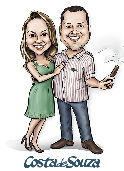 caricatura namorados casal noivos