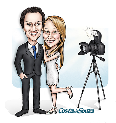 caricatura noivos fotografia fotógrafo casamento