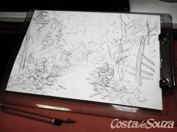 esboço cenario caricatura costa