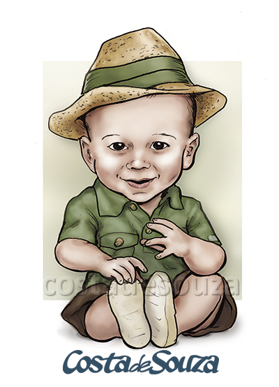 caricatura aniversario 1 ano safari