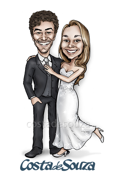 caricatura noivos casamento